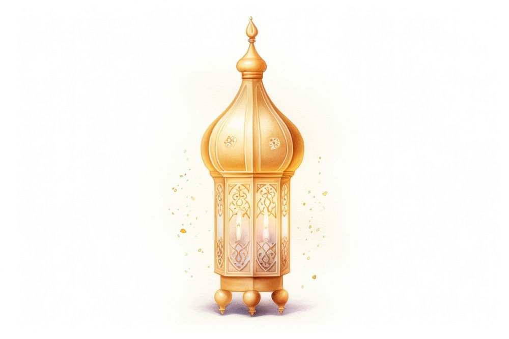 Lighting gold lamp white background. AI generated Image by rawpixel.