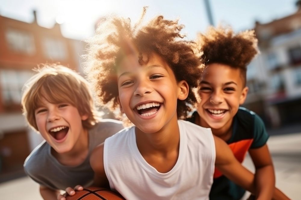 Young basketball players cheerful laughing sports. AI generated Image by rawpixel.