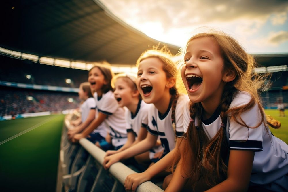 Cheering cheerful laughing football. 