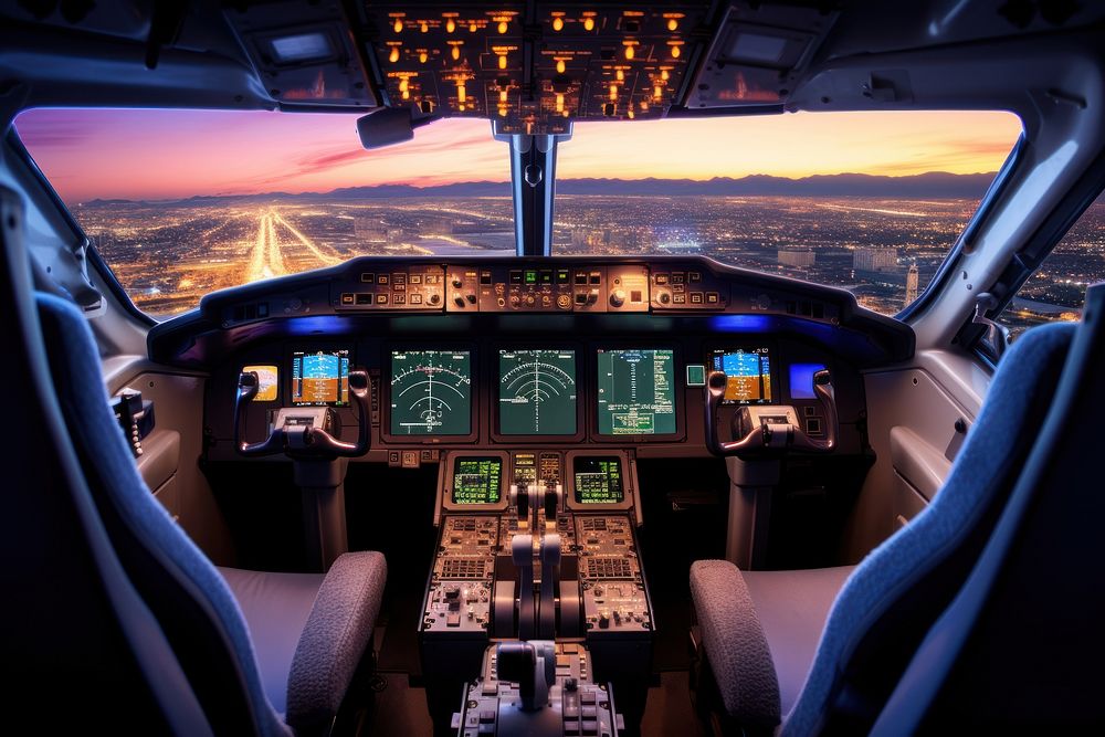 Airplane aircraft vehicle cockpit. AI generated Image by rawpixel.
