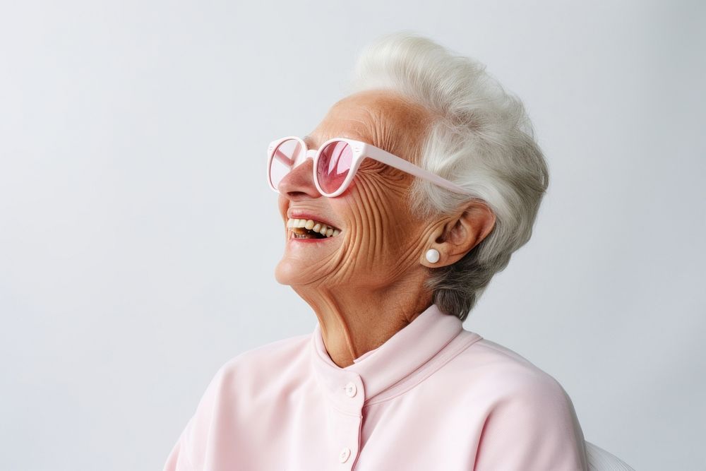 Smiling adult smile sunglasses. 