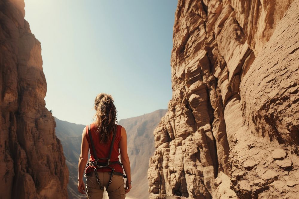 Photography of climber woman at artificial cliff. AI generated Image by rawpixel. 
