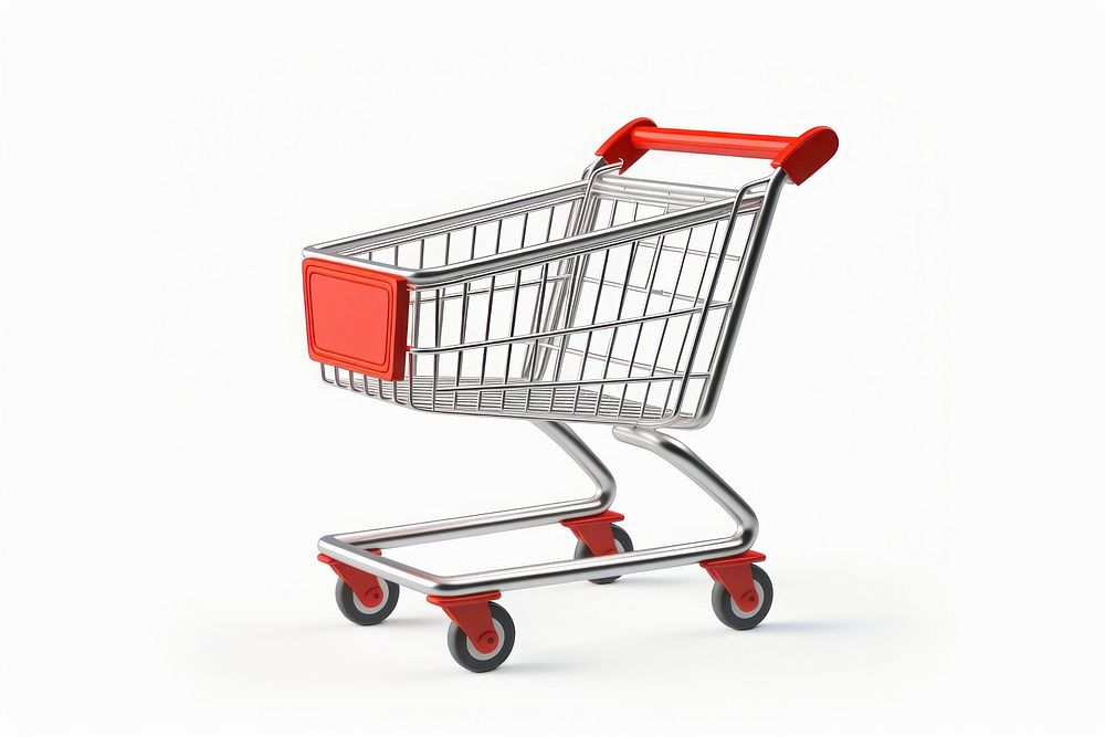Shopping cart red white background consumerism. AI generated Image by rawpixel.