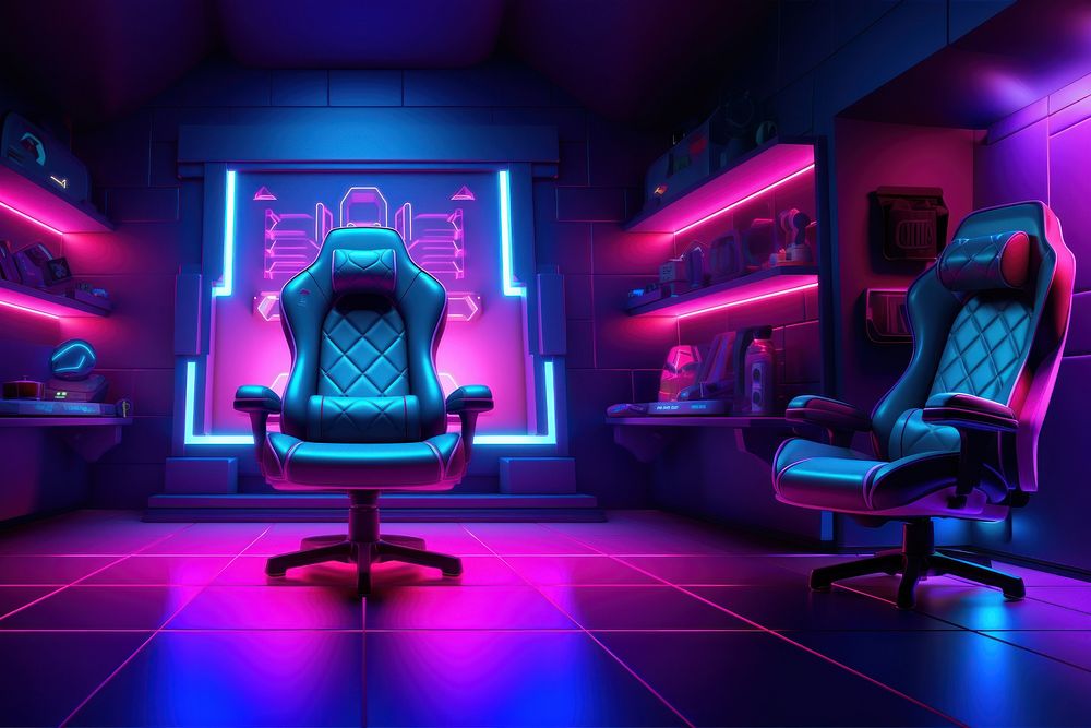 Game room light chair cartoon. AI generated Image by rawpixel.