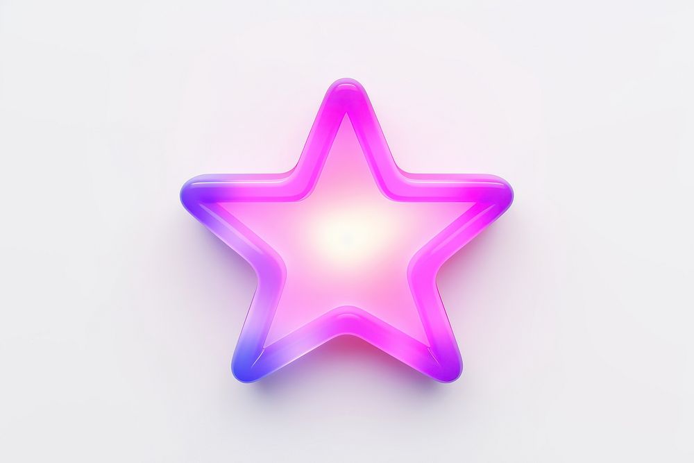 Glossy neon star icon symbol white background illuminated. AI generated Image by rawpixel.