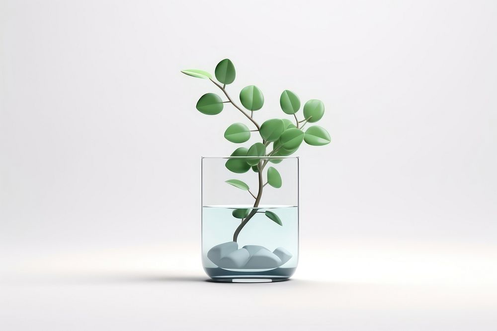 Glass vase transparent plant. AI generated Image by rawpixel.