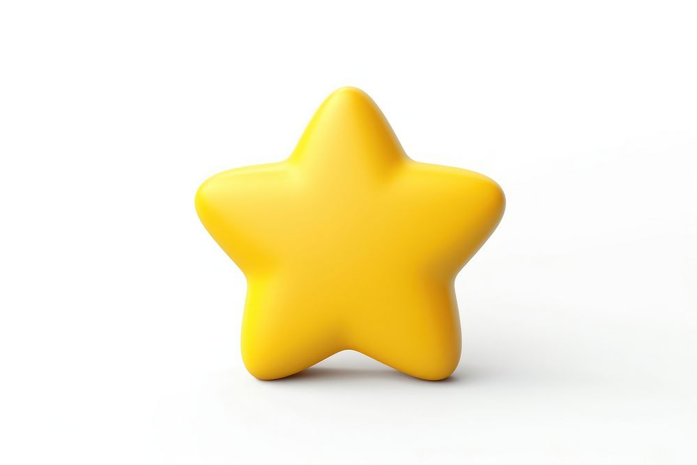 Matte clay star icon yellow symbol white background. 