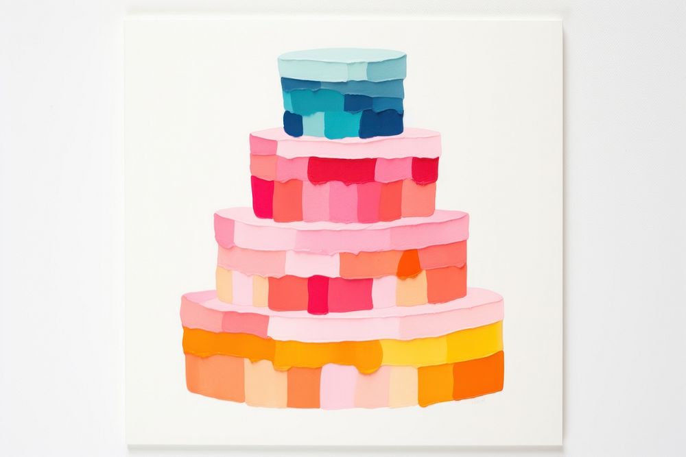 Wedding cake painting dessert art. AI generated Image by rawpixel.