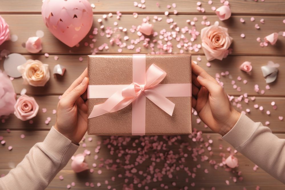 Hands exchanging gift box birthday celebration anniversary. AI generated Image by rawpixel.