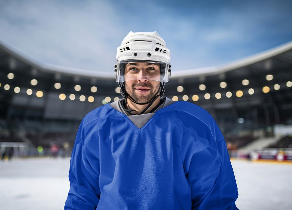 Male ice hockey player, outdoor sports activity