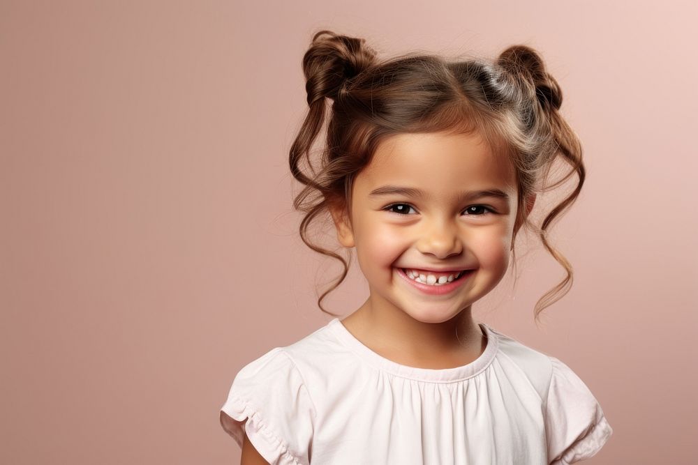Little girl hairstyle portrait smiling. AI generated Image by rawpixel.