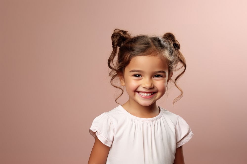 Little girl hairstyle portrait smiling. AI generated Image by rawpixel.
