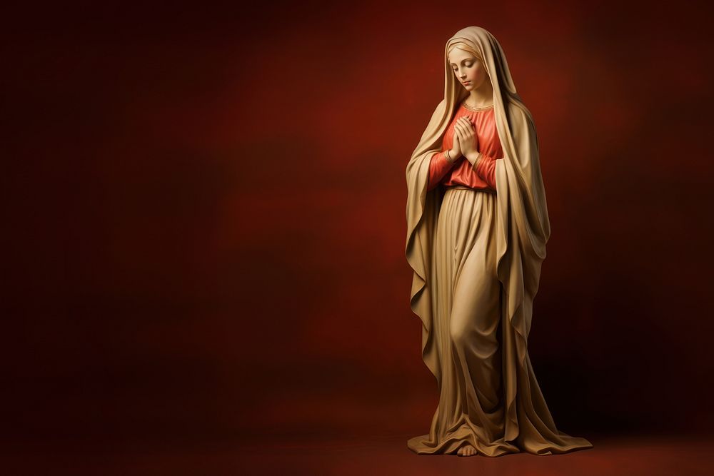 Mary sculpture figurine adult. AI generated Image by rawpixel.