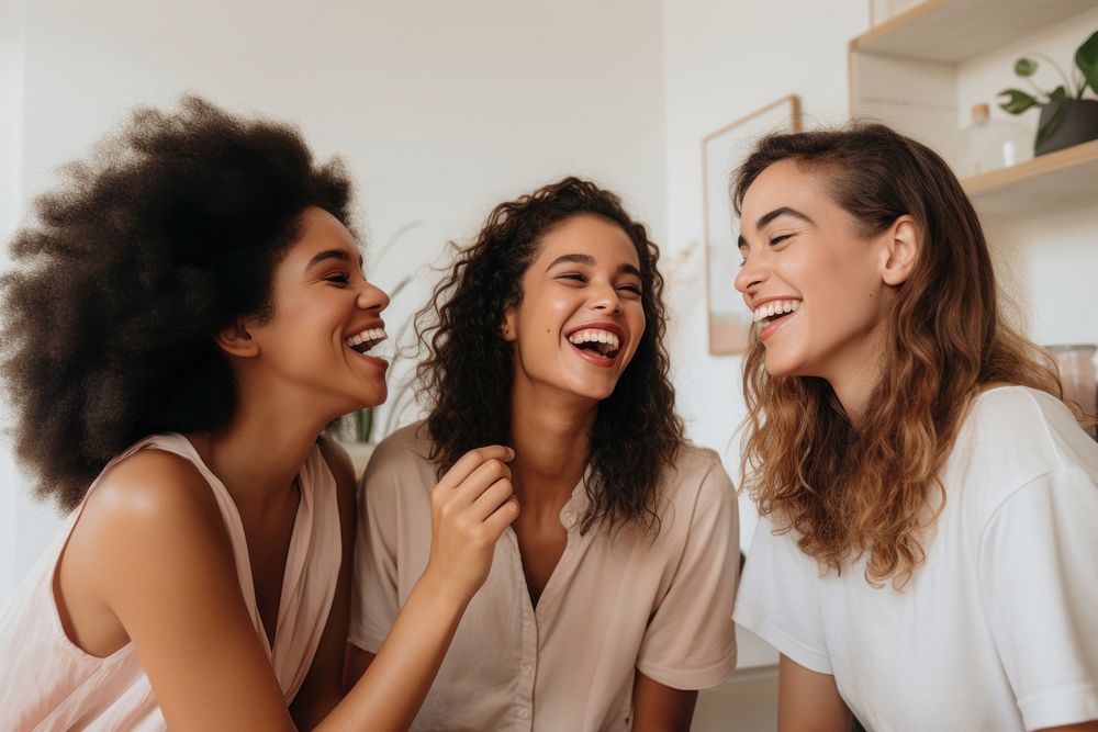 Diverse women laughing smiling adult. 