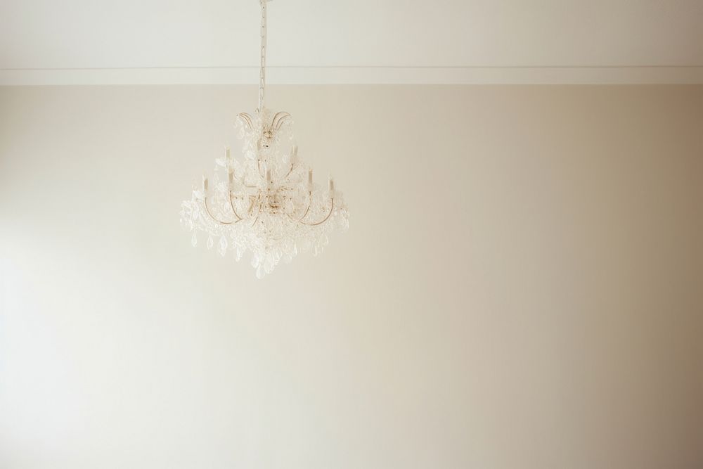 Minimal chandelier hanging ceiling white. AI generated Image by rawpixel.
