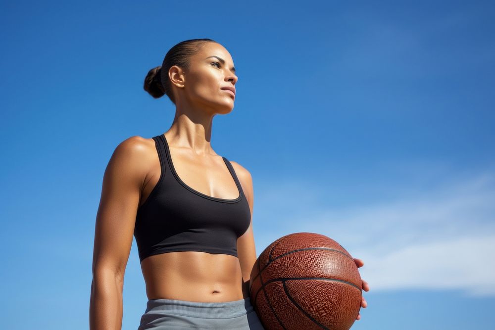 Black bald woman basketball sports adult. AI generated Image by rawpixel.