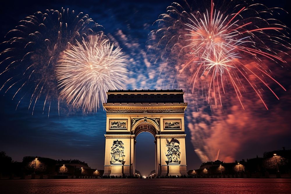 Celebration landmark architecture illuminated. AI generated Image by rawpixel.