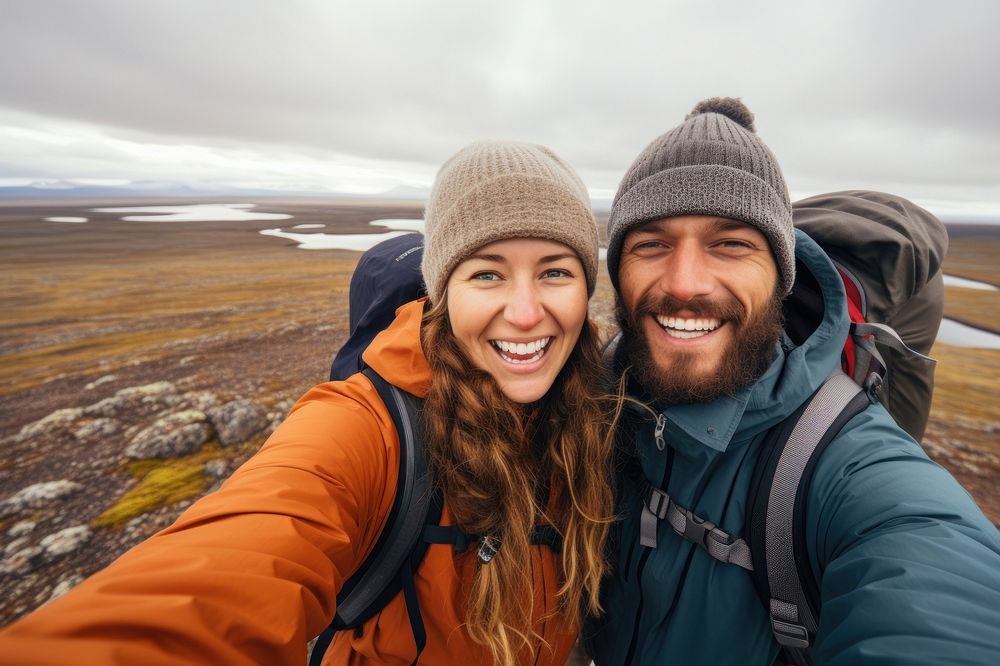 Couple traveler adventure outdoors nature. 