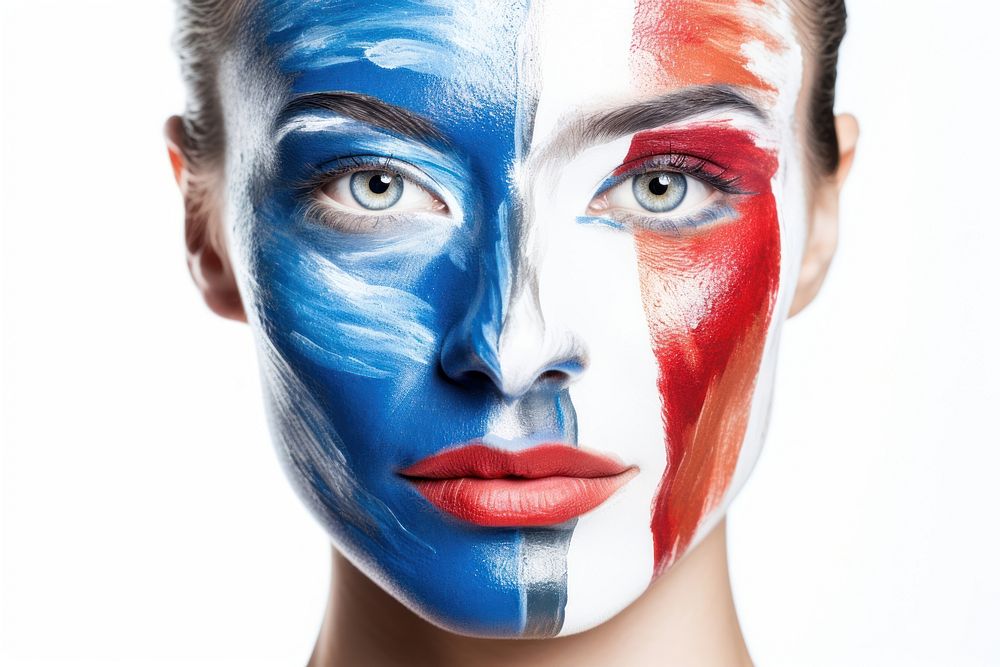 French flag portrait paint adult. AI generated Image by rawpixel.