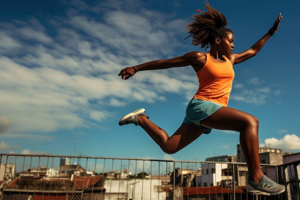 Fitness jumping adult determination. AI | Premium Photo - rawpixel