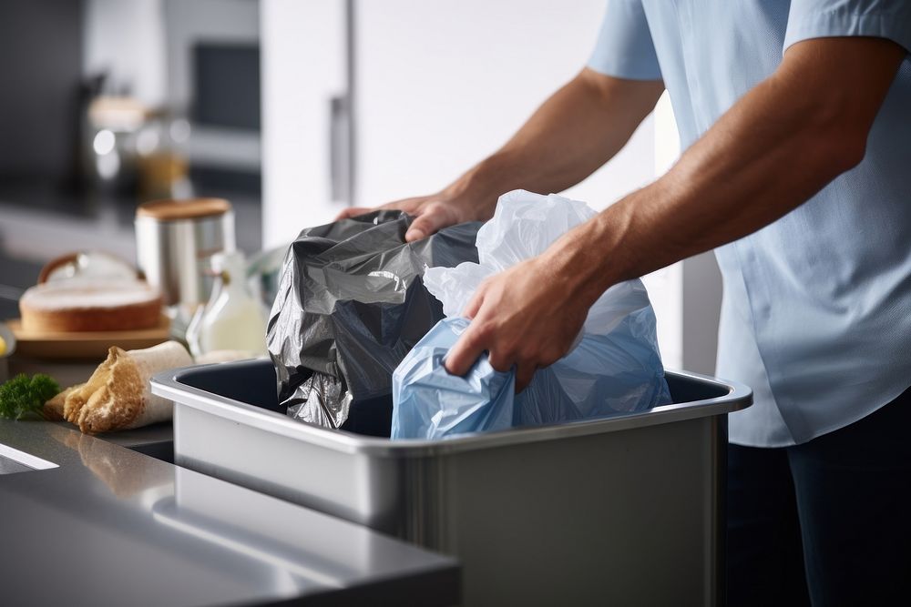 Man sorting garbage cleaning kitchen adult. AI generated Image by rawpixel.