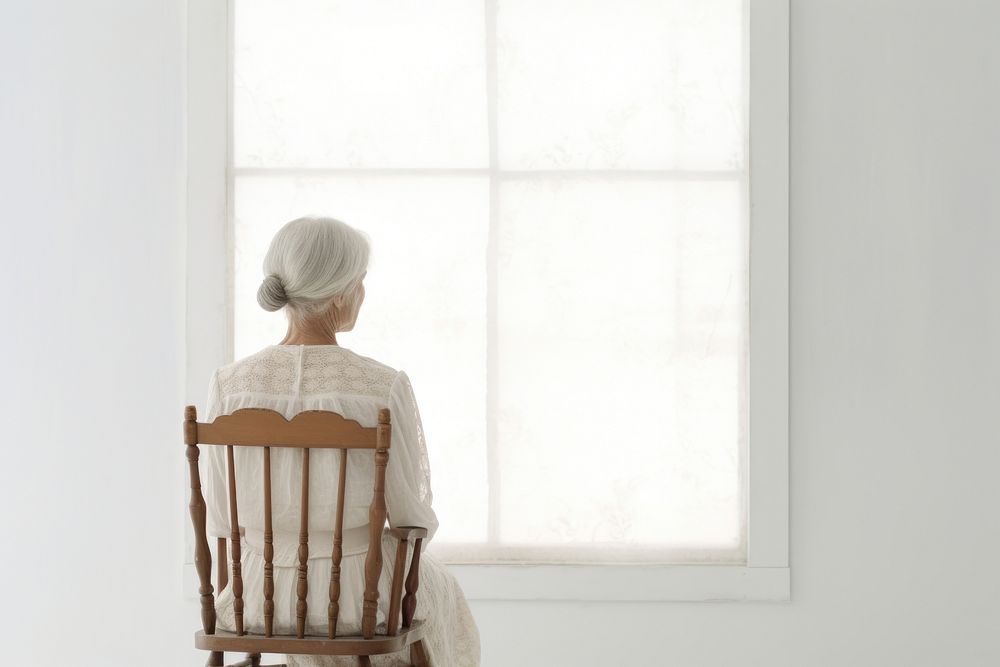 Senior woman window chair furniture. AI generated Image by rawpixel.