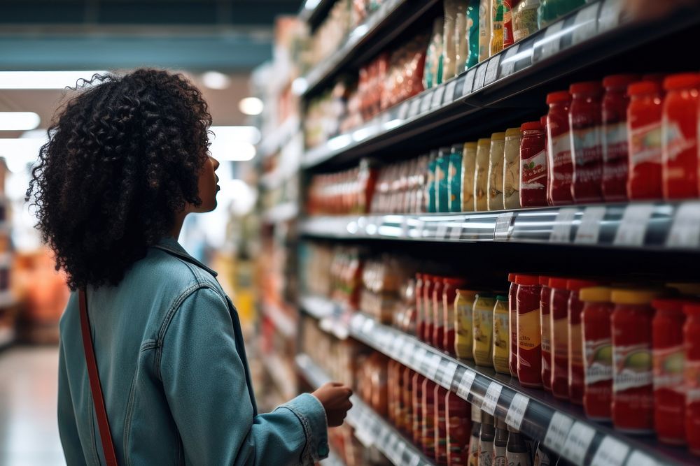 Supermarket adult consumerism arrangement. AI generated Image by rawpixel.