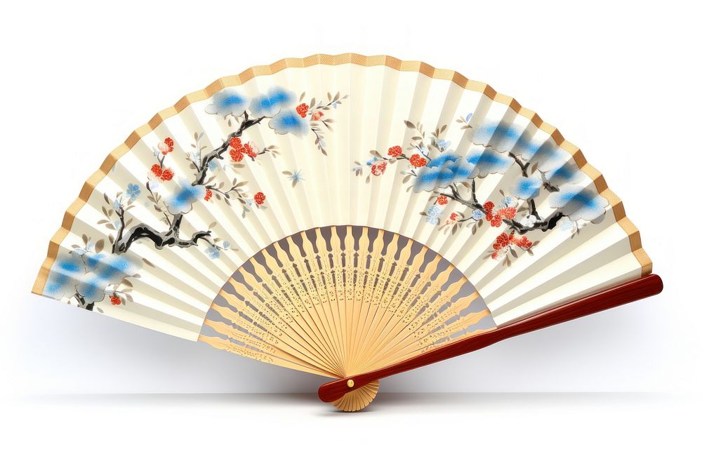 Japannese hand fan white background invertebrate seashell. AI generated Image by rawpixel.