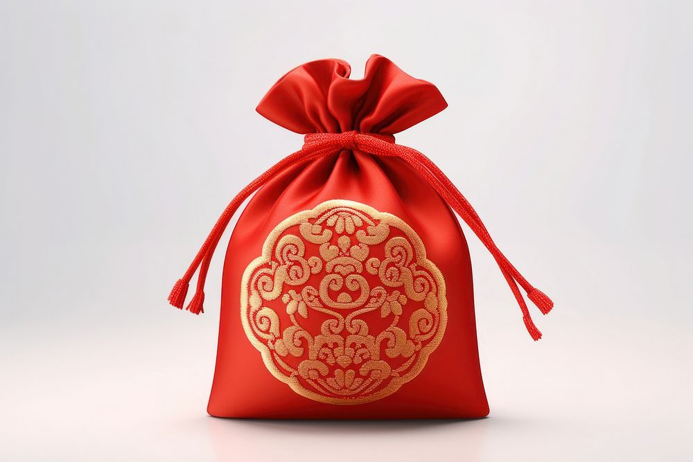 Chinese lucky bag white background celebration decoration. AI generated Image by rawpixel.