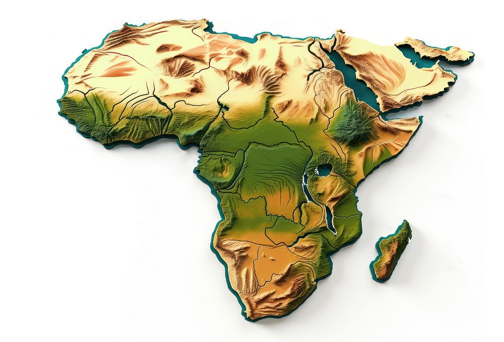 Africa map topography shoreline outdoors. AI generated Image by rawpixel.
