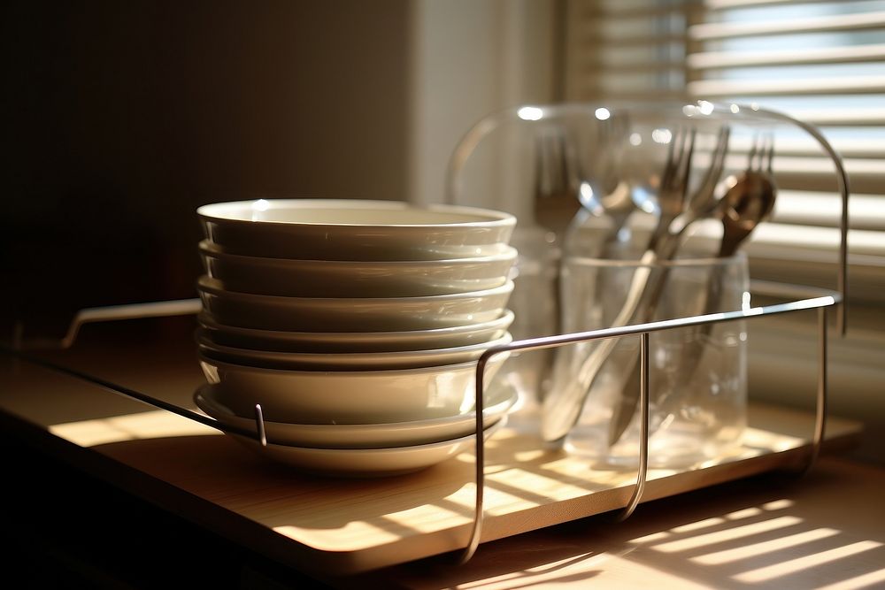 Dish rack porcelain kitchen table. 