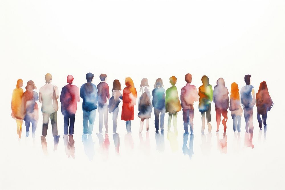 Crowd painting back white background. AI generated Image by rawpixel.