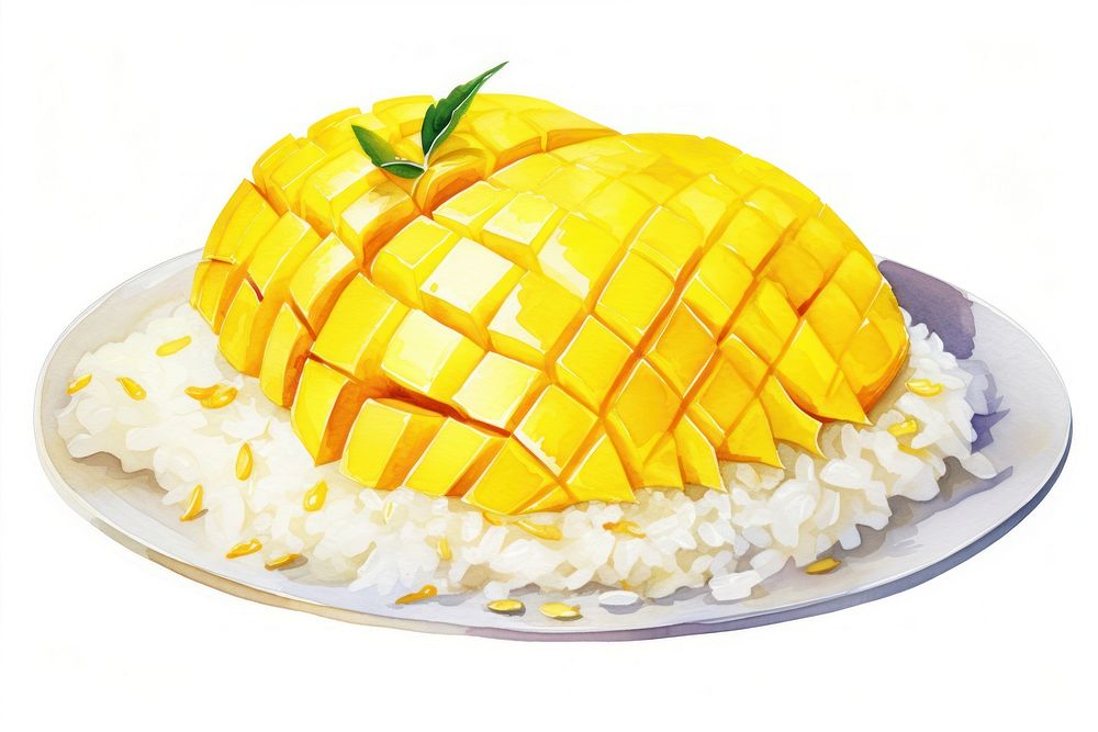 Sticky-rice mango dessert fruit food. AI generated Image by rawpixel.