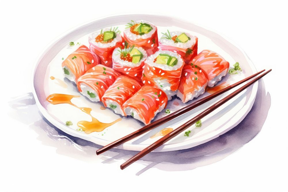 Chopsticks sushi plate food. AI generated Image by rawpixel.