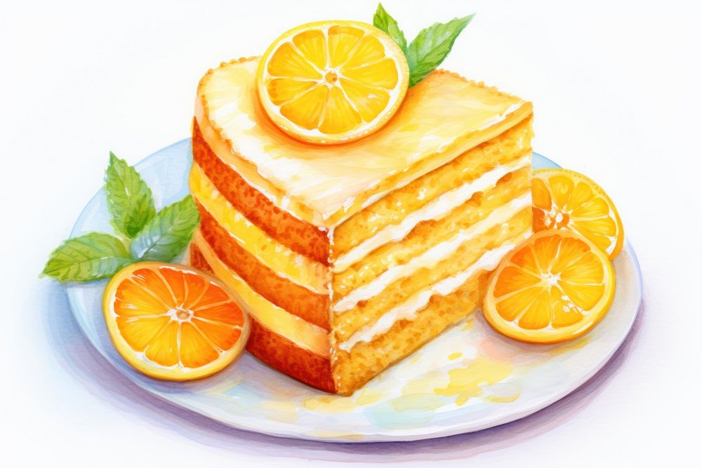 Orange cake dessert fruit plate. AI generated Image by rawpixel.