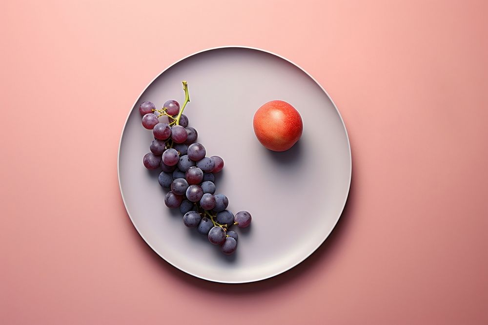 Plate grapes fruit plant. AI generated Image by rawpixel.
