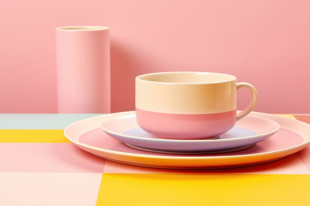 Tableware background saucer coffee pink. AI generated Image by rawpixel.
