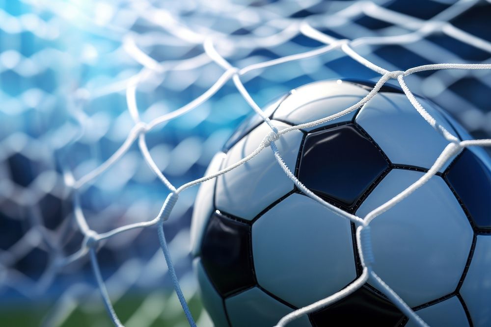 Soccer ball touch goal net football sports competition. AI generated Image by rawpixel.