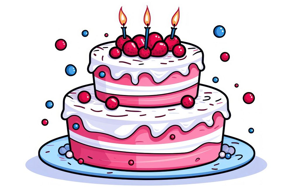 Doodle art birthday cake dessert cream food. AI generated Image by rawpixel.