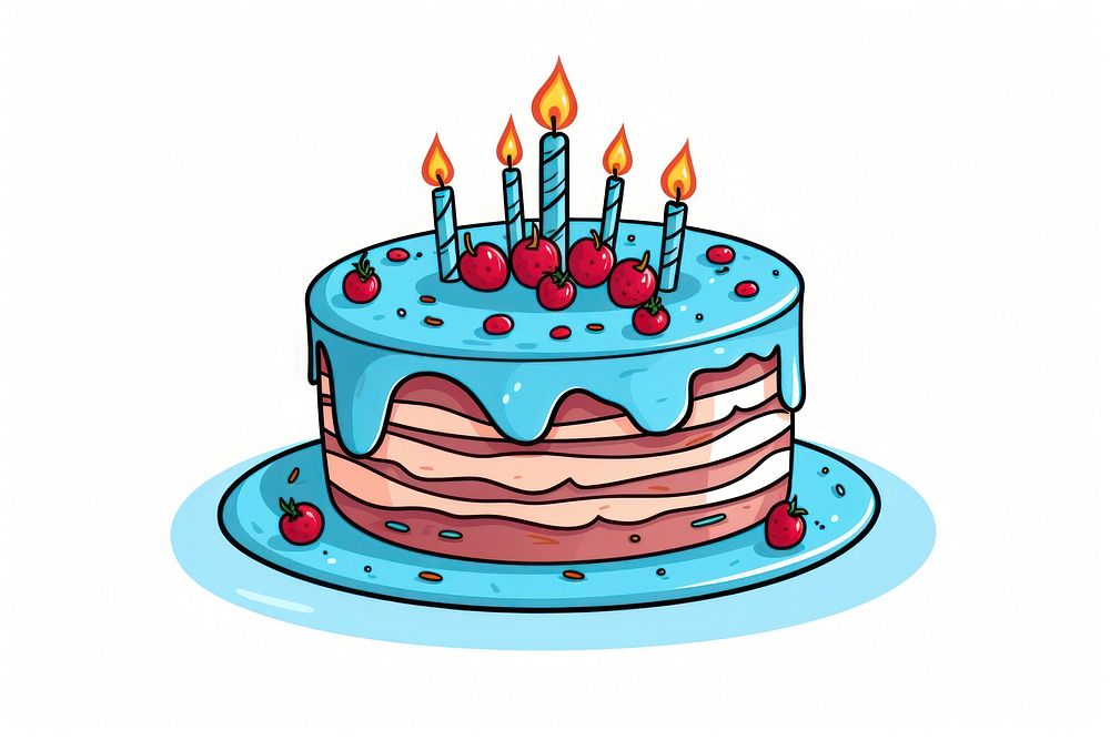 Doodle art birthday cake dessert food anniversary. AI generated Image by rawpixel.