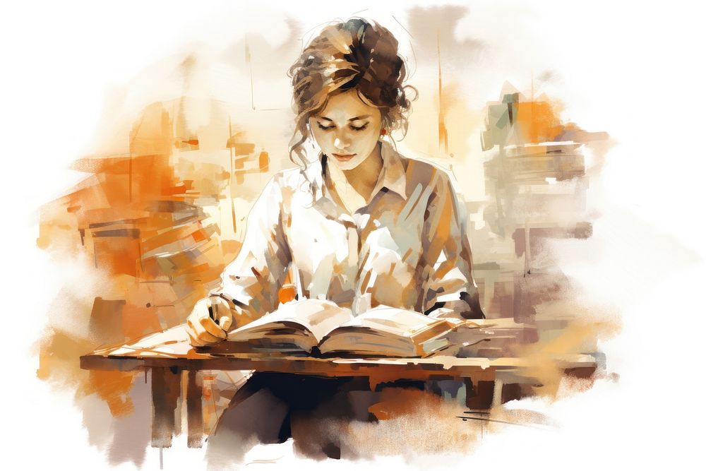 Studyroom book publication painting. AI generated Image by rawpixel.