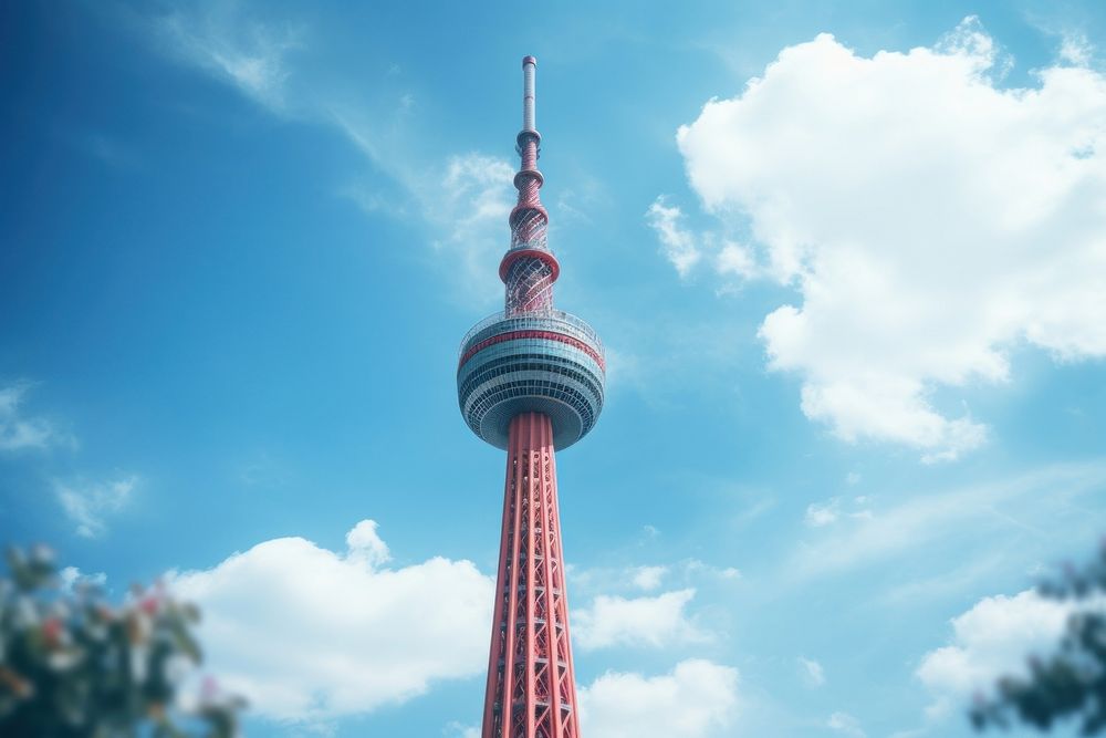Asian tv tower architecture building landmark. AI generated Image by rawpixel.