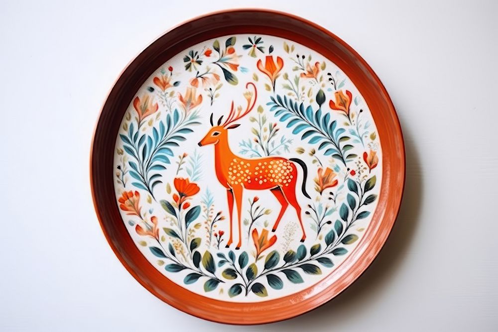 Folk art porcelain plate representation. AI generated Image by rawpixel.