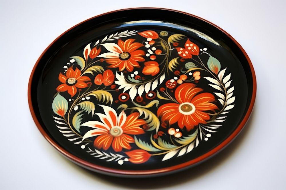 Folk art porcelain platter pottery. 