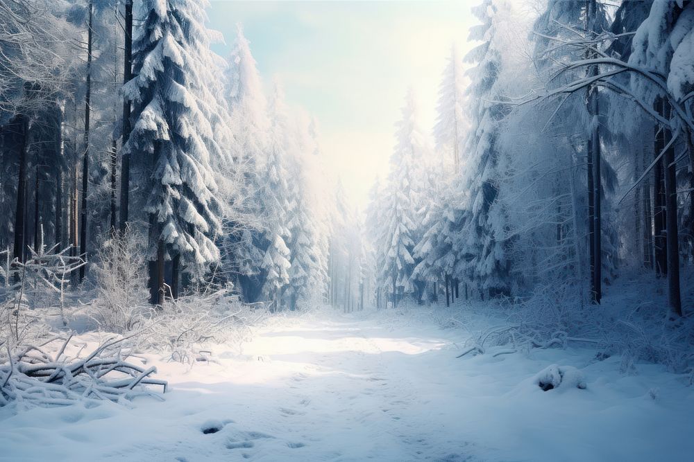 Winter forest landscape panoramic outdoors. AI generated Image by rawpixel.