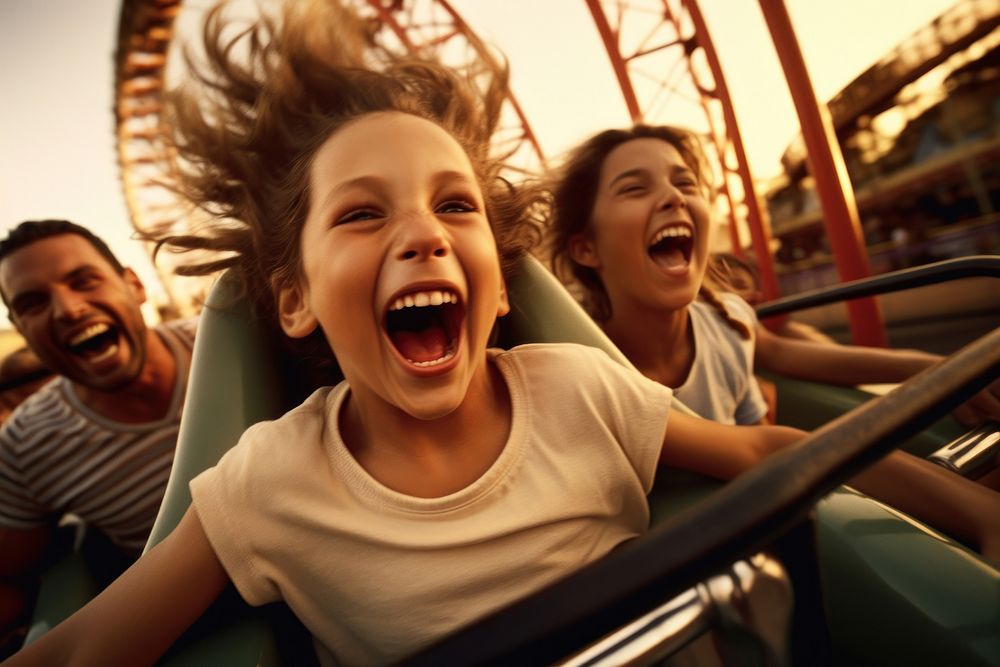 Fun laughing coaster family. 