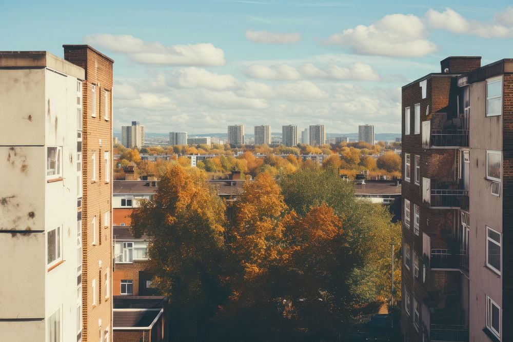 Cheap flat building city architecture cityscape. 