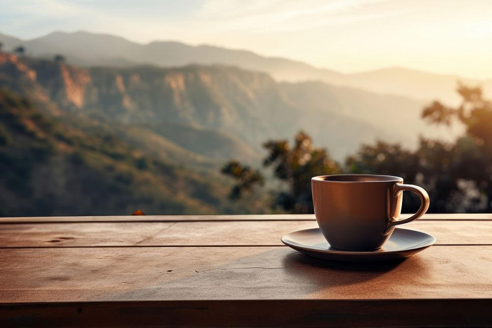 Coffee cup landscape tableware mountain. AI generated Image by rawpixel.