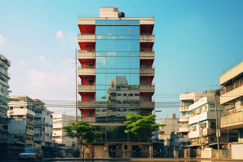 Small office building city architecture cityscape.