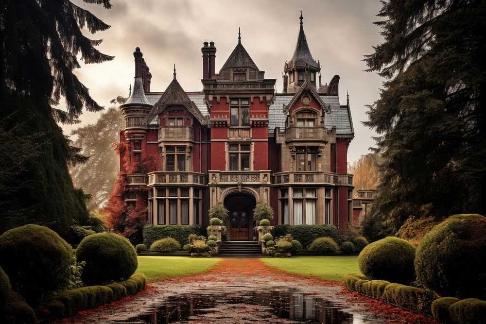Victorian mansion architecture building house. AI generated Image by rawpixel.